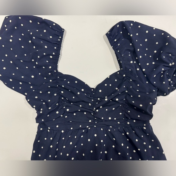 By Together Women's Polka-Dot Peplum Blouse Blue Size Medium - Picture 9 of 12